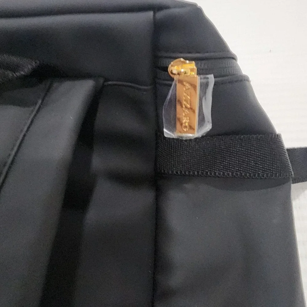 Azzaro Parfums Black Nylon Backpack Gold Hardware Travel Commuter Bag